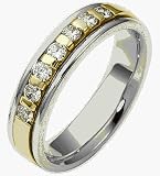 4.5mm Two-Tone 18 Karat Gold Diamond Comfort Fit Wedding Band Ring