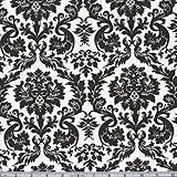 54'' Wide Flannel Backed Vinyl Acanthus Black & White Fabric By The Yard