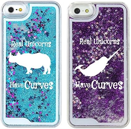 Real Unicorns Have Curves Rhino or Narwhal Liquid Glitter Waterfall Case