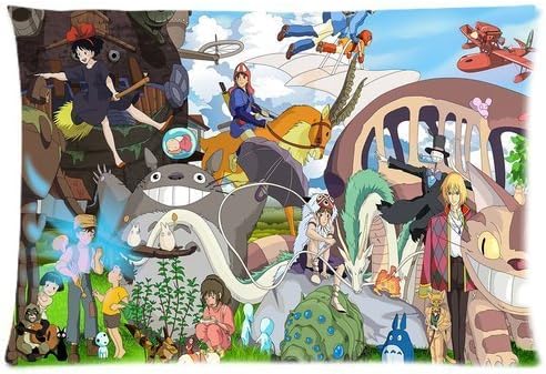 Velishyshy Generic Studio Ghibli Character Theme Custom Zippered Pillowcase Cover Pillow Cases Standard Size 20x30 Inches (Twin sides)