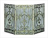 Outdoor Living : UniFlame 3 Fold Antique Gold Cast Aluminum Screen W/ Removable Mesh