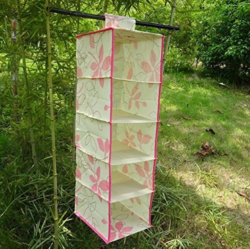 OZZOY 5 Shelving Hanging Wardrobe Closet Students Organize Bag without Drawer (Flower)