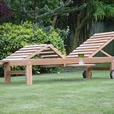 Java Teak Java Teak Luxury Sun Lounger with Leg Lift and Pull-out Serving Tray for Garden and Patio Relaxation