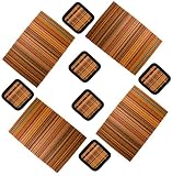 Set of 10 Piece Bamboo Place Mat and Matching Bamboo Coaster Set. 4 Pieces of Placemats and 6 Pieces of Coasters. Colorful Bamboo Slats Woven Precisely to Create This Modern Rustic Masterpiece