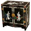 Handmade Asian Furniture - 23" Black Storage Cabinet With Mother of Pearl - "Four Beauties" Design