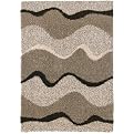 Wave Design Shag Rug Collection - Taupe