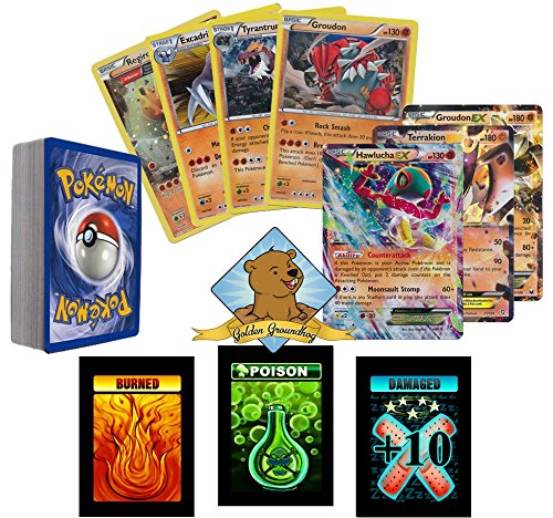30 Assorted POKEMON Card Pack Lot - ALL FIGHTING TYPE! With RARES and FOILS! Features A Random EX ULTRA RARE! Includes 3 Custom Golden Groundhog Token Counters!