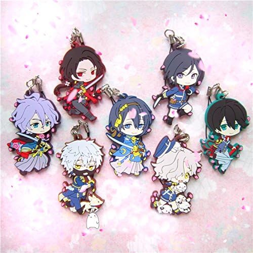 Key Chain Key Ring Cellphone Charm Cellphone Chain for Anime Touken Ranbu Online Kashuu Kiyomitsu Mikazuki Munechika Kogitsunemaru Tsurumaru Kuninaga(Pack of 7)