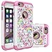 Iphone 6S Case, Iphone 6 Bling Case, Rainbow Unicorn Pattern Heavy Duty Shockproof Studded Rhinestone Crystal Bling Hybrid Case Silicone Protective Armor for Apple iphone 6S iphone 6
