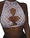 Women's Lace Floral Bralette Bra Bustier Crop Top Cami Unpadded Tank (US XS, White)