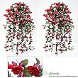 TWO 46" Artificial Fuchsia Hanging Flower Bushes (Fuchsia RED)