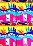 Jumbo Crayons - Brilliant Multi Colors, Cert. Non-toxic 8 Crayon /Pack [Set of 4 Packs/box]