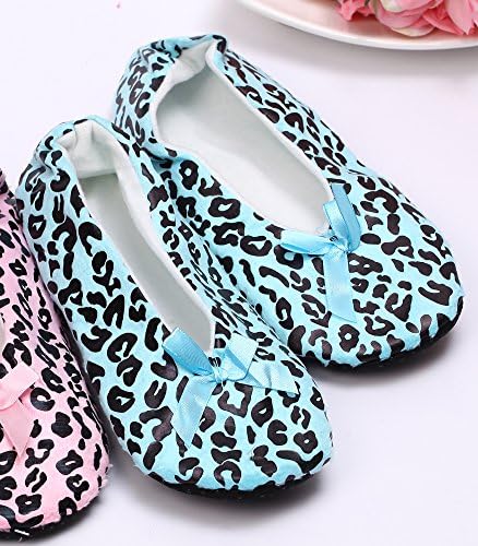 Snuggs Cheetah Print Womens Slip Resistant Slipper Socks - Blue