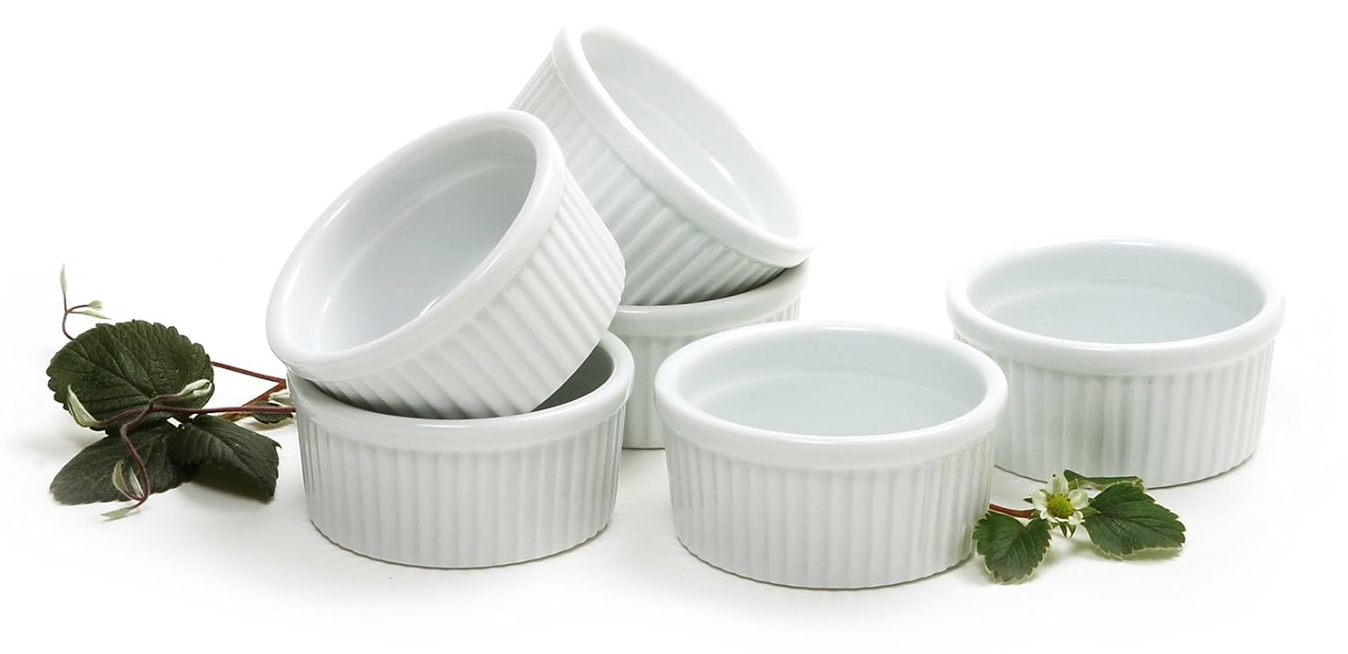 Norpro 6 Piece 4 Oz Glazed Porcelain Ramekin Set Kitchen Oven Baking