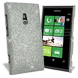 Femeto Silver Fine Sparkle Glitter Back Cover Case for Nokia Lumia 800 with Screenwear