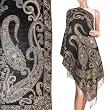 Pashmina Metallic Paisley Jacquard Double-Sided Reversible Tassels Ends Long Scarf Shawl - Various Colors