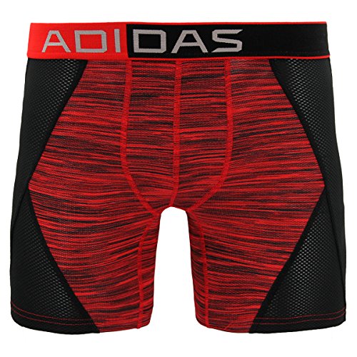 adidas Men's Climalite Flex Boxer Brief Underwear, Vivid Red Space Dye, Medium/Waist Size 32-34