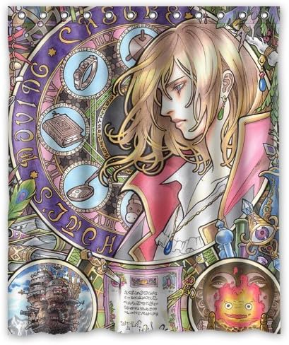 Custom Howl's Moving Castle RetroStyle Polyester Waterproof Shower Curtain Personalized Bath Curtain Bathroom Accessories 60 x 72 Inch