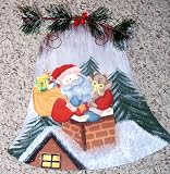 Santa Metal Hand Painted LARGE Bell Christmas Holiday Decoration