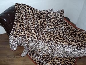 3tlg. Set Kuscheldecke Tagesdecke Leopard-Design 160x200cm + 2 Kissen