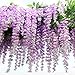 FatColo 12-Piece Artificial Wisteria Vine Ratta Silk Flowers, 3.4-Feet, Purple