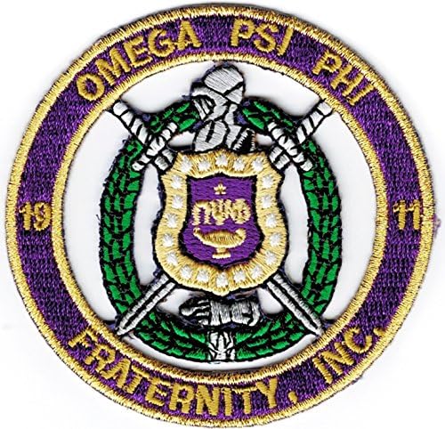 Omega Psi Phi Escutcheon Shield Round Cut-Out Iron-On Patch [2 7/8" - Purple]