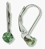 August 10 Karat White Gold 4mm Peridot Leverback Gem Earrings