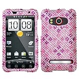 HTC EVO 4G Diamond Crystal Bling Protector Case - Hot Pink/Purple Plaid