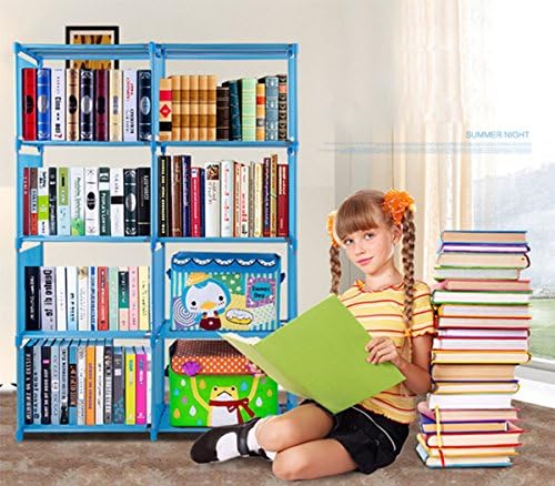 Wakrays 4-Shelf Portable Bookcase Storage Adjustable Space Saving Bookshelf (Gray)