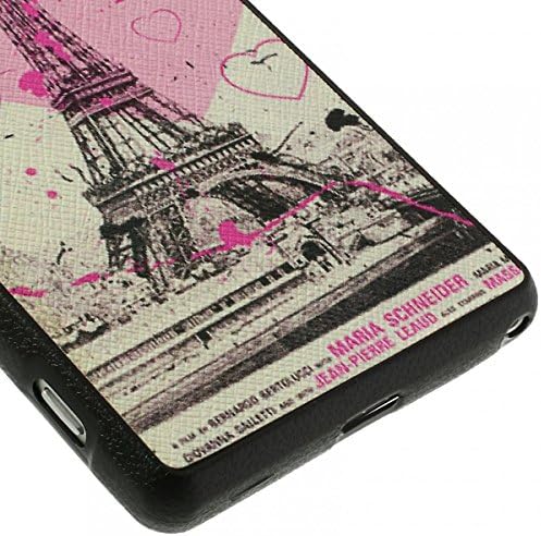 JUJEO Leather Skin Flex TPU Cover for Sony Xperia Z2 D6502 D6503 D6543 - Non-Retail Packaging - Eiffel Tower and Hearts