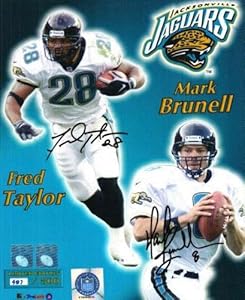 Autographed/Hand Signed Mark Brunell & Fred Taylor Jacksonville Jaguars 8x10 Photo.