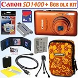 Canon PowerShot SD1400IS 14.1 MP Digital Camera (Orange) + 8GB Deluxe Acces ....