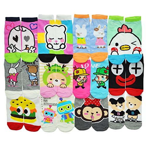 Angelina [Best Partner] Low Cut Socks, Assorted Designs, 12 Pairs per Pack