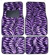 Purple Zebra White Tiger Animal Print Carpet Floor Mats for Cars / Truck - A Set of 4 Universal Fit
