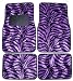 Purple Zebra White Tiger Animal Print Carpet Floor Mats for Cars / Truck - A Set of 4 Universal Fit