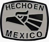 Mens WHITE/BLACK HECHO EN MEXICO Punk Rock Metal Belt Buckle