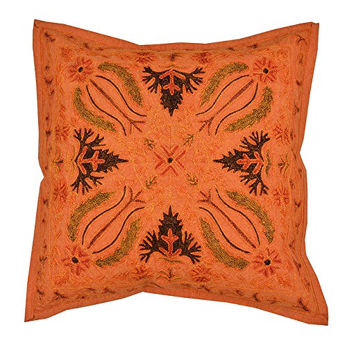 Imagen 2 de Mirada agradable juego de 2 Cojín las hojas de naranja cubierta de 16 x 16 y almohada de algodón los casos por Rajrang