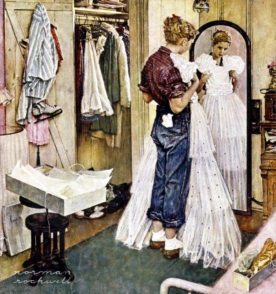 Prom Dress Stretched Canvas Poster Print by Norman Rockwell, 15x16