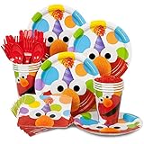 Elmo Birthday Standard Kit Serves 8 Guests (Includes Plates, Napkins, Cups, Forks, Spoons and Knives)