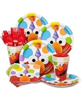 Elmo Birthday Standard Kit Serves 8 Guests (Includes Plates, Napkins, Cups, Forks, Spoons and Knives)