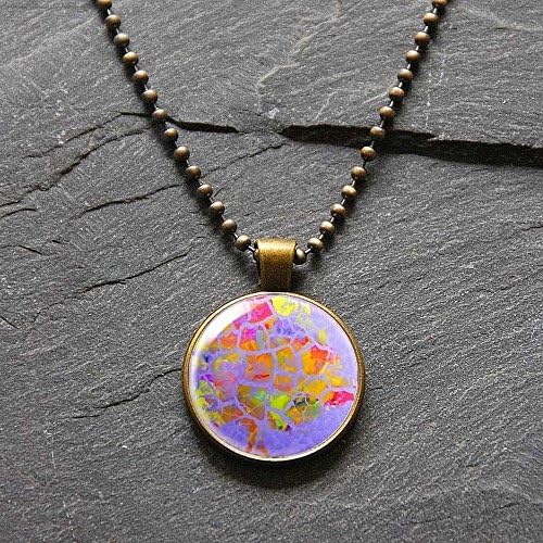 Picture Pendant Necklace with a Tree Painting under a glass dome Bezel Pendant Art Photo Necklace by Ducky Rubin for StudioDjewelry
