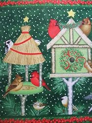 Wilmington Christmas All Spruced Up Birdhouse Stripe Fabric By the Yard