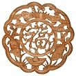 Hand-carved 20" Camphor Wood "Fish And Fortune" Wall Hanging