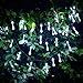 [21ft 30 Led] Garden Solar Outdoor Lights\ Fairy Water Drop Outdoor Lighting Lamp, 8 Mode (Steady, Flash), Waterproof, Decoration for Patio, Lawn, Fence, Yard, Christmas, Tree, Party (White)
