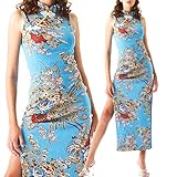 大胆な両サイドスリット綺麗な和柄チャイナドレス/nc80