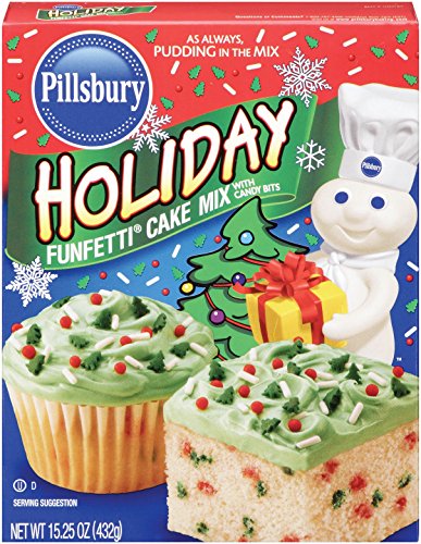 Pillsbury Funfetti Holiday Cake Mix With Candy Bits, 15.25 Ounce (Pack of 12)