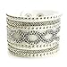 Bling Bling Crystal Rhinestones Colorful Beads Spike Soft Comfortable Velvet, Double Adjustable Size Button Clasps Friendship Bracelet,8 Inch (01. White)