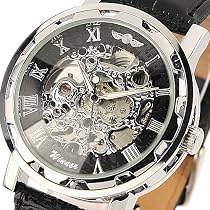 MECANIQUE Montre Homme Neuve Bracelet en Cuir Squelette Analogique MEN Watch