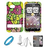 Tropical Rainbow Flower Rhinestone Diamante 2 Piece Protective Crystal Hard ....