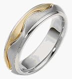 6mm Wave Style Two-Tone 14 Karat Gold Comfort Fit Wedding Band Ring